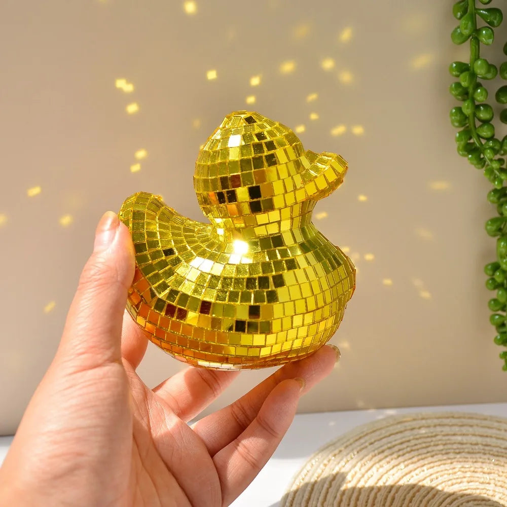 Desktop Disco Mirror Decorative Duck Mirror Glass Home Decor Disco Ball Duck Disco Ornament Disco Decoration Duck Home - Gold