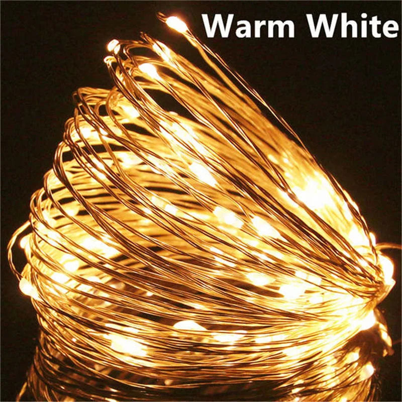 USB Led Fairy Lights Copper Wire String 20M 200LED Holiday Outdoor Lamp Garland For Christmas Tree Wedding Party Decoration -