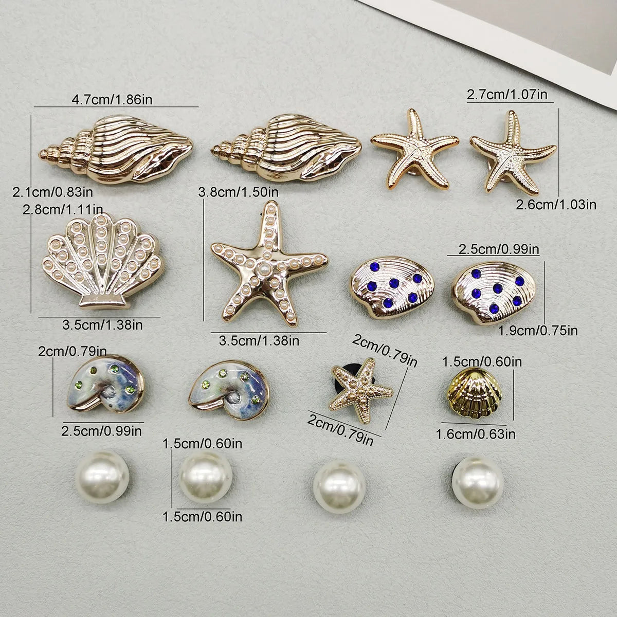 16PCS DIY Starfish Shoe Charms Bling Conch Shoes Buckle Decorations Removable Shell Shoe Accessories Mutlifunctional Shoe Cli