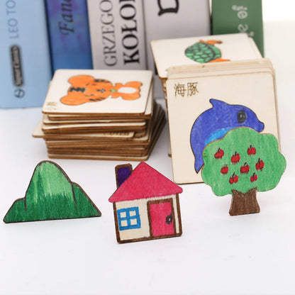20pcs Montessori Kids Drawing Toys Wooden DIY Painting Template Stencils Learning Educational Toys for Children Wooden Toy Gi