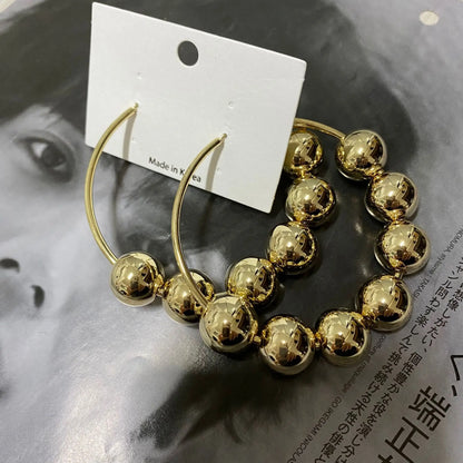 Fashion Silver Color Beads Hoop Earring Party