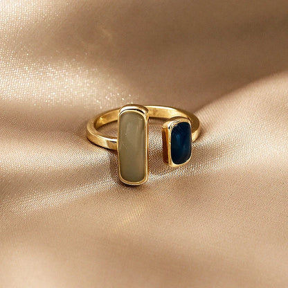 New Adjustable Colorful Drip Glaze Ring Women Fashion Retro Geometric Gold Colour Metal Rings Wedding Jewelry Birthday Gift -