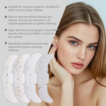 1/5pcs Metallic Golden Silver Fake Freckles Shiny Glitter Star Temporary Tattoo Stickers For Women Face Makeup Patches Decora