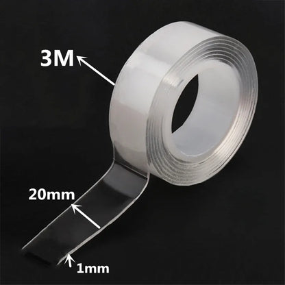 1m 2m 3m 5m Nano Tape Double Sided Tape Transparent Reusable Waterproof Adhesive Strong Tapes Cleanable Kitchen Bathroom Supp