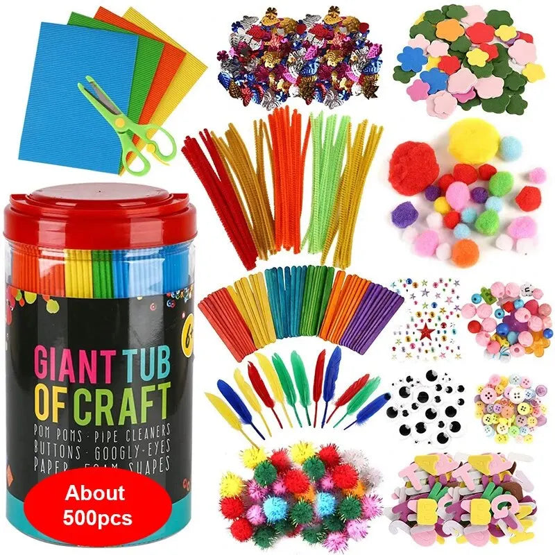 Arts and Crafts Supplies for Kids DIY Crafting School Kindergarten Homeschool Supplies Arts Set Toys for Children - About 500