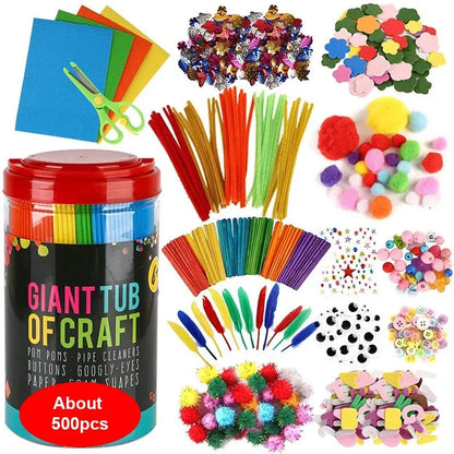 Arts and Crafts Supplies for Kids DIY Crafting School Kindergarten Homeschool Supplies Arts Set Toys for Children - About 500