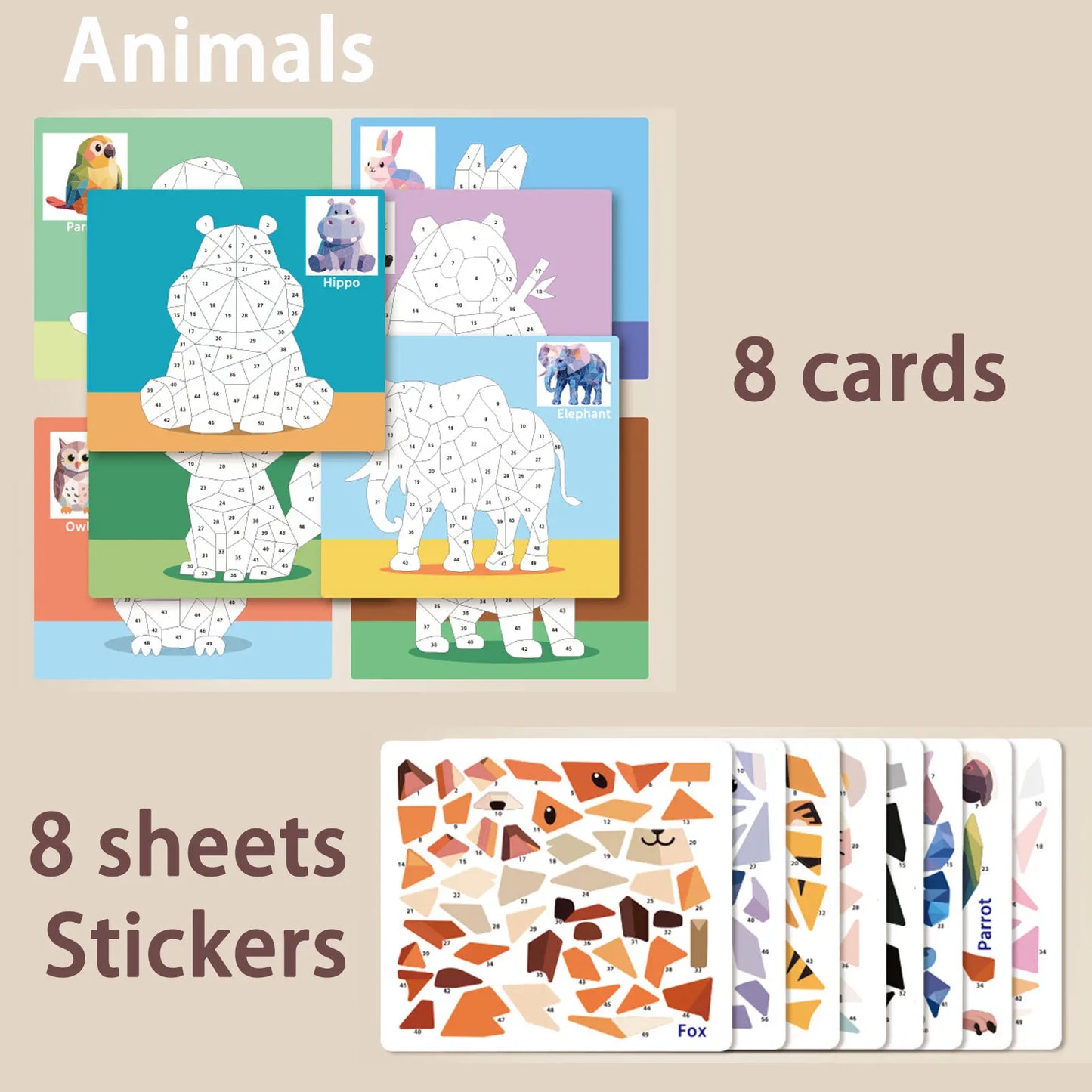 8 Patterns Puzzle Stickers Crafts for Kids Sticker Painting Gift Party Favor Creations Animal Vechile Art Play for Kids' Crea