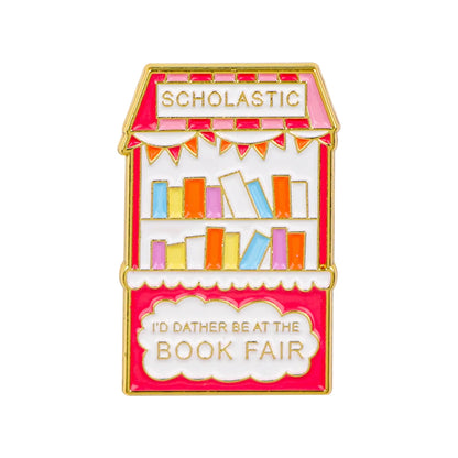 Book Lover Enamel Pin Cute Reading Themed Brooch "Just One More Chapter" Lapel Pins for Backpacks Bookworm Gift