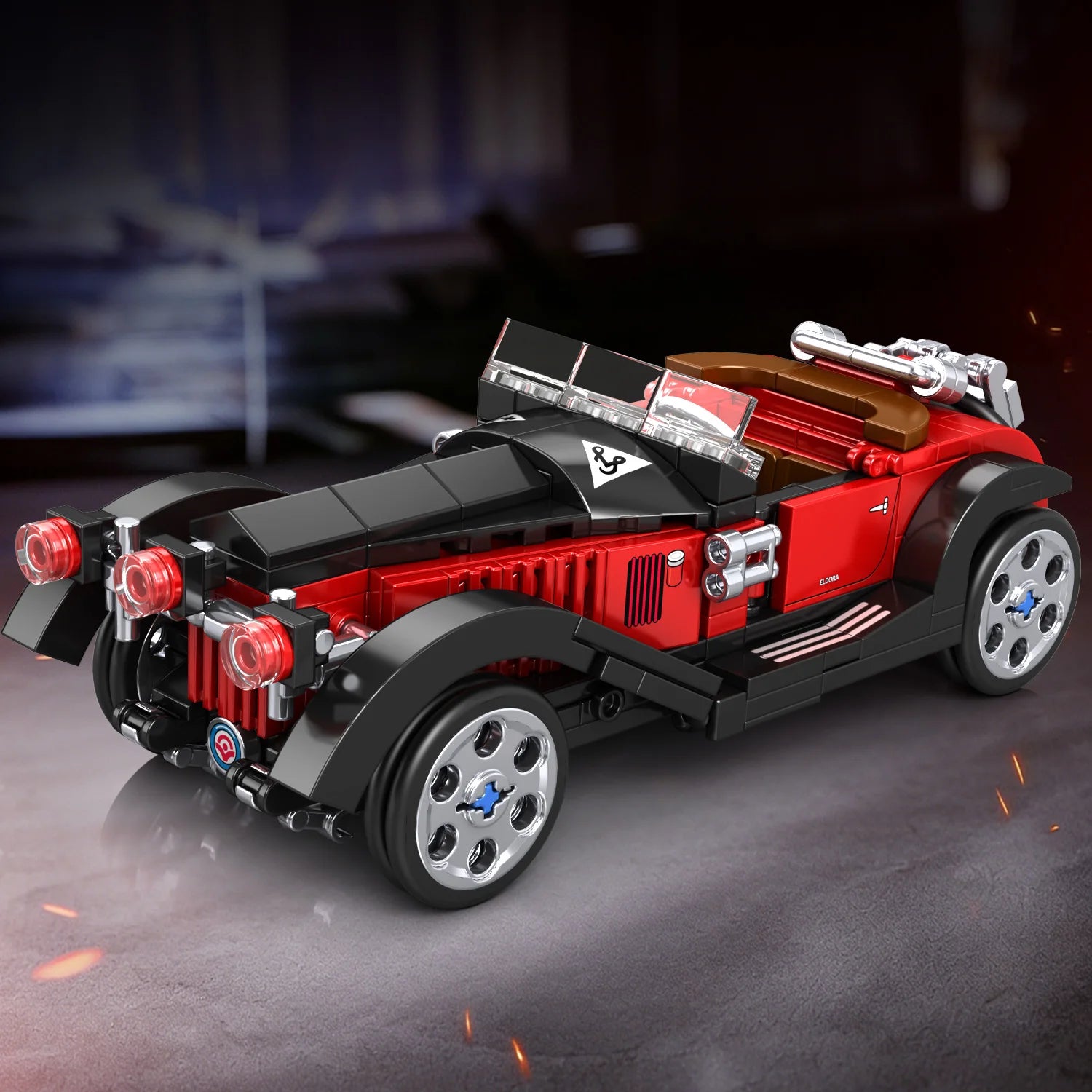 Vintage Classic Car Building Blocks, Retro Roadster Model Bricks with Display Stand, DIY Assembled Collectible Toy Gift