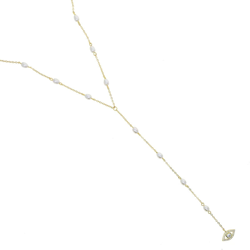Long Y Lariat Chain for Women Blue Bead Charm Cute Lovely Eye Pendant Sexy Women Y Lariat Necklace