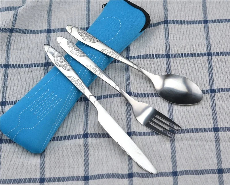 Picnic Set Tableware Washable with Zipper Travel Cutlery Kit Case Portable Pouch for Dinner Household Tool Travel Camping Spo