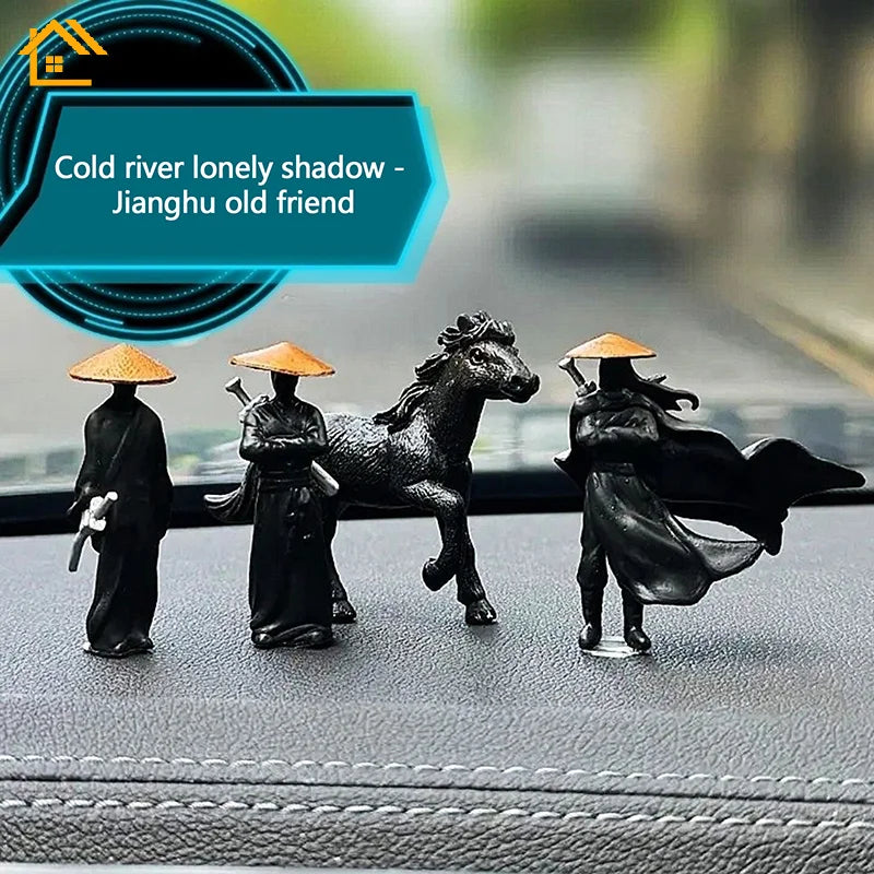 Resin Mini Figurines Decorative 50mm Ancient Sino-Japanese Samurai Warriors Office Cubicle Home Desktop Car Interior Model Gi