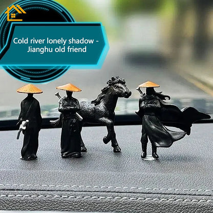 Resin Mini Figurines Decorative 50mm Ancient Sino-Japanese Samurai Warriors Office Cubicle Home Desktop Car Interior Model Gi