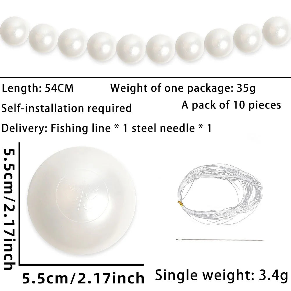 Wedding Backdrop Wall Decor - Faux Large Pearl - DIY Beaded Garland White Ball Pendant & Figurine - 5.5cm Pearl