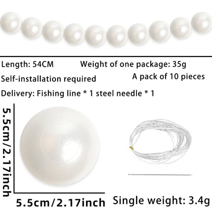 Wedding Backdrop Wall Decor - Faux Large Pearl - DIY Beaded Garland White Ball Pendant & Figurine - 5.5cm Pearl