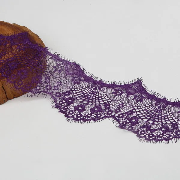 14 colors (3 yards / roll) Embroidered Lace Net Ribbon Fabric Trim DIY Sewing Handmade Craft Materials - purple