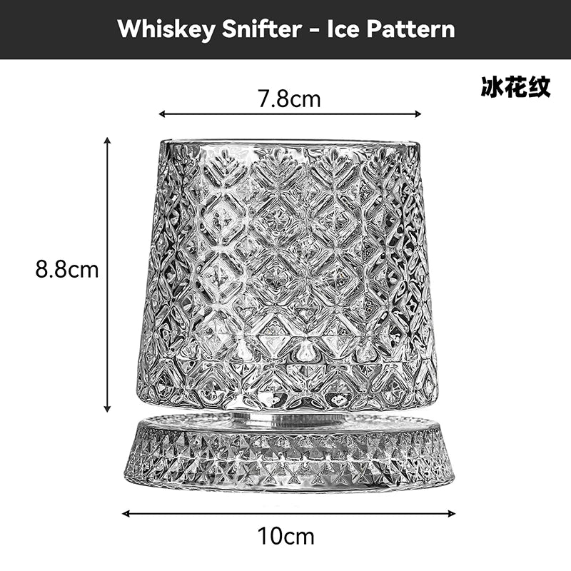 Rotating Whisky Glasses with Glass Base 360 Rotate Degrees Crystal Rum Glass for Cocktail Party Drinking