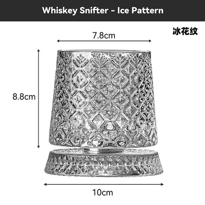 Rotating Whisky Glasses with Glass Base 360 Rotate Degrees Crystal Rum Glass for Cocktail Party Drinking - 1 PCS