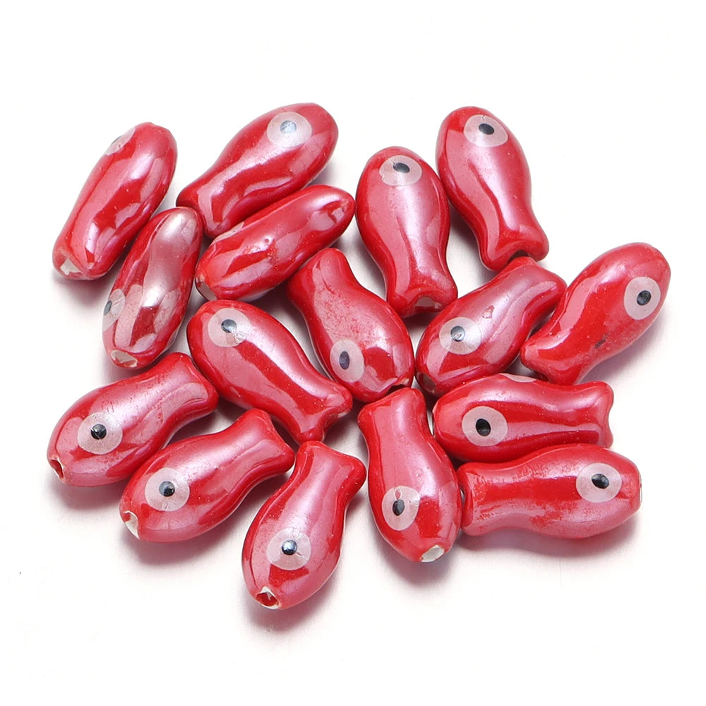 10pcs/lot Retro Small Fish Ceramic Beads Cute Porcelain Loose Spacer Beads For DIY Jewelry Making Necklace Bracelets Accessor