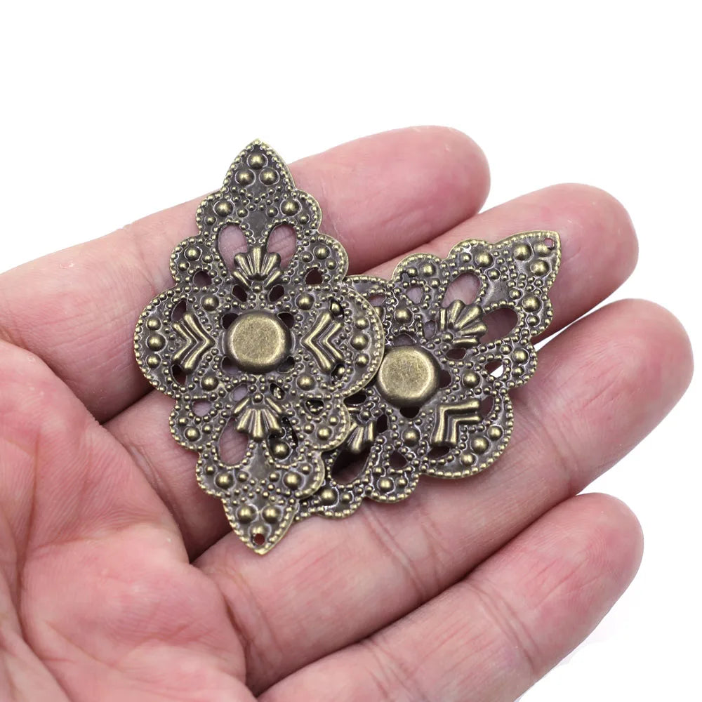 Pendants Wraps Metal Crafts Connectors Rose Flower Filigree Flower For Embellishments Scrapbooking Jewelry DIY Accessories - 