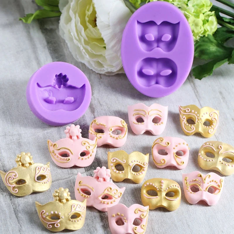 DIY Sugarcraft Mask Silicone Mold Fondant Mould Cake Decorating Tools Chocolate Gumpaste Molds Cupcake Baking Tools