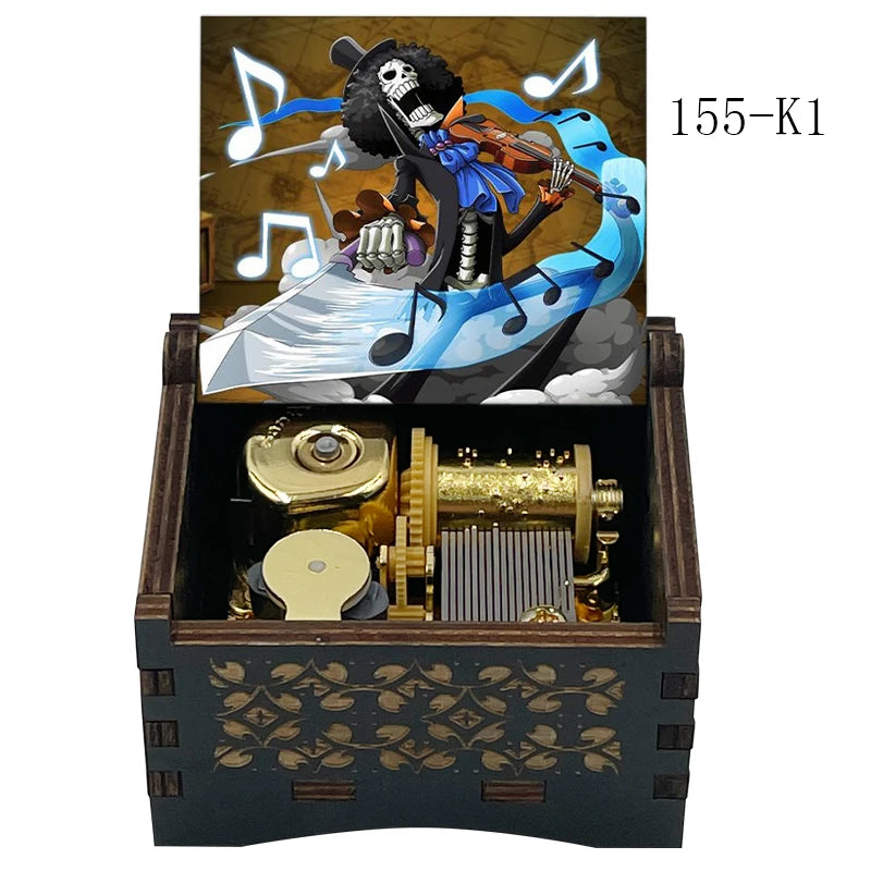 Bink's Wooden Painted Music Box Anime Carved Musical Box Desktop Decoration Sake Melody Christmas Birthday Gift - 155-K1-wind