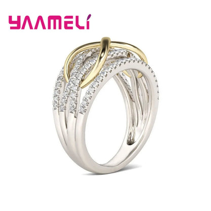 Infinity Love Ring 925 Sterling Silver Color Shining Cubic Zircon Bowknot Letter 8 Eternity Promise Jewelry for Woman Girlfri