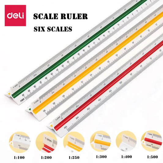 DELI Triangular Scale Ruler Drafting Tool for Architects Engineers and Students, Technical Drawing Ruler Stationery Supplies