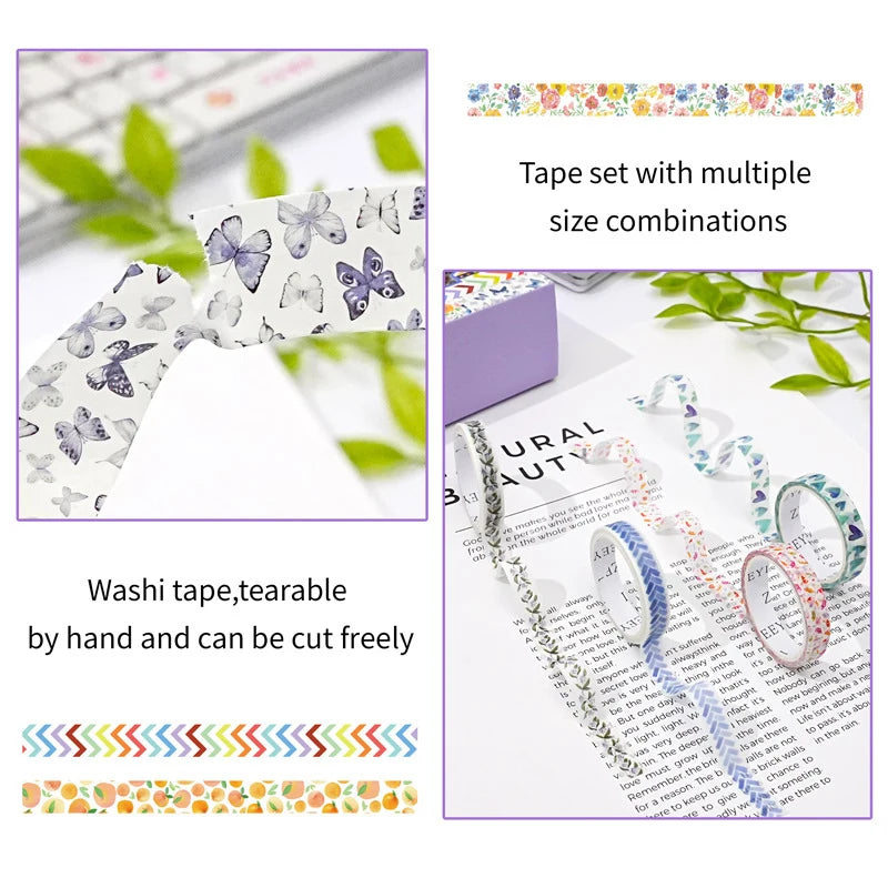 Washi Tape Set, 3/21 Rolls, Assorted Sizes, Floral 3m/Roll Washi Tape for Scrapbook, Arts, Crafts, Journals Planners Decorati