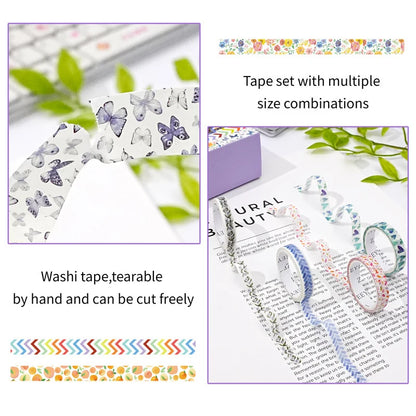 Washi Tape Set, 3/21 Rolls, Assorted Sizes, Floral 3m/Roll Washi Tape for Scrapbook, Arts, Crafts, Journals Planners Decorati