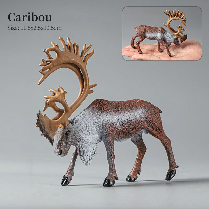 Montessori Wild Animals Model Toy Set - Lion Elephant Antelope Action Figures Miniature Zoo Figurines Educational Kids Gift -