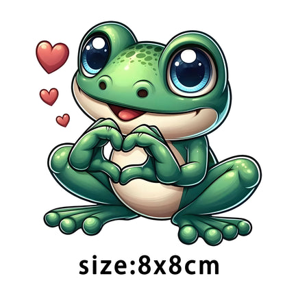 A Cute Cartoon Frog Iron on Transfers for Patches for Clothes Clothing DTF Transfers Ready to Press Iron on Clothing Stickers