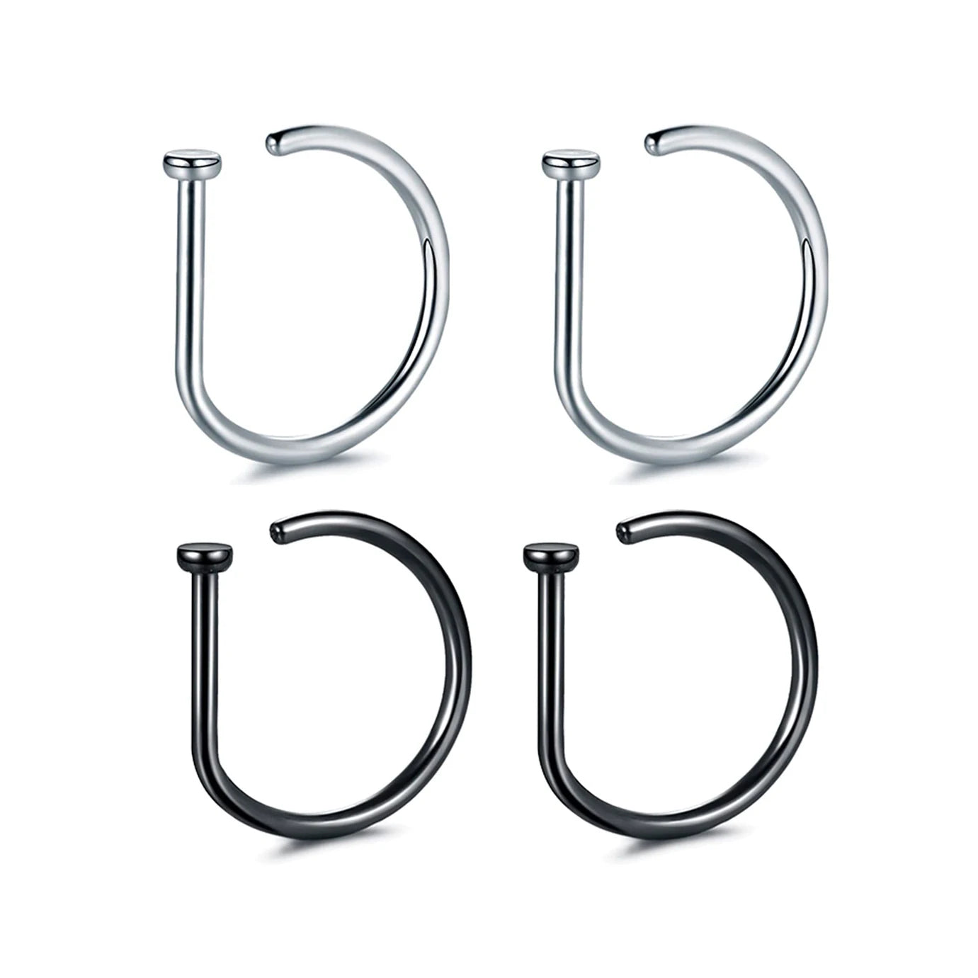 Fake Nose Ring Hoop Lip Labret Ring for Women Non Pierce Hoop Nose Ring Septum Hoop Ring Tragus Rook Ring Non Piercing Jewelr