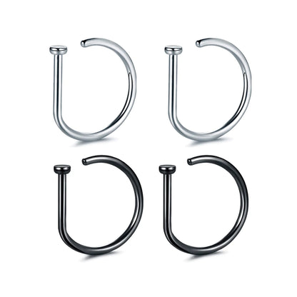 Fake Nose Ring Hoop Lip Labret Ring for Women Non Pierce Hoop Nose Ring Septum Hoop Ring Tragus Rook Ring Non Piercing Jewelr