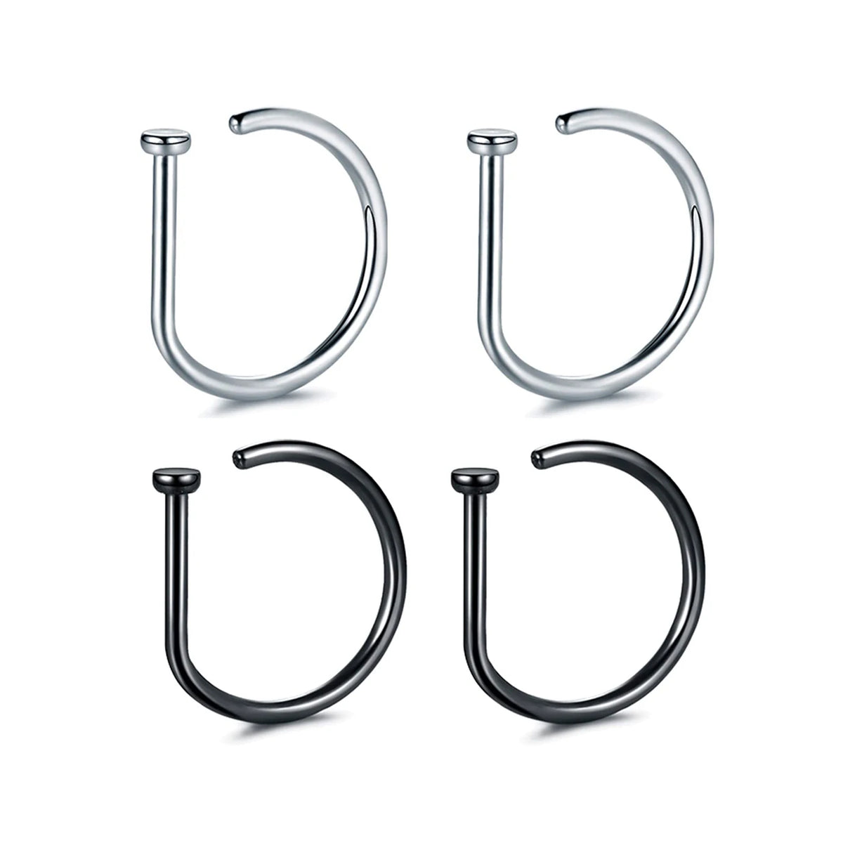 Fake Nose Ring Hoop Lip Labret Ring for Women Non Pierce Hoop Nose Ring Septum Hoop Ring Tragus Rook Ring Non Piercing Jewelr
