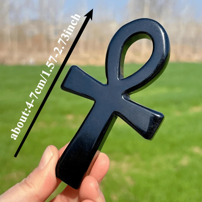 Natural Obsidian Carved Anka - Unique Rock and Crystal Collectible - Art Deco Style Desktop Decoration