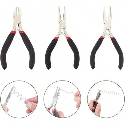 4 Pack Jewelry Pliers Jewelry Making Pliers Tools Kit with Needle Nose Pliers/Chain Nose Pliers, Round Nose Pliers