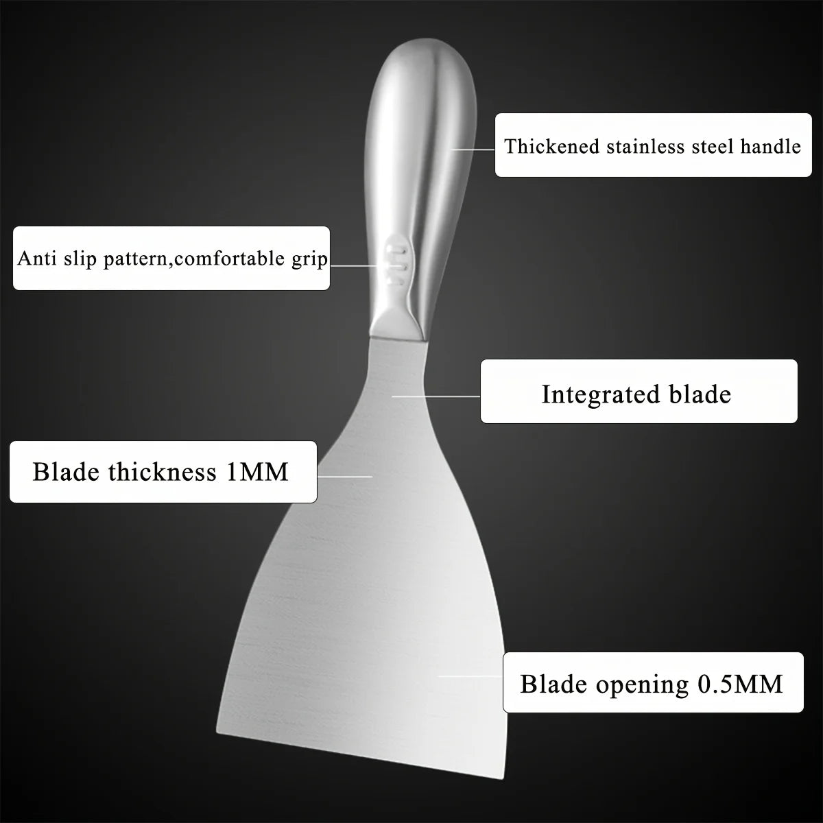 Premium Polished All-Stainless Steel Scraper Tool for Drywall Finishing,Professional Grade Putty Blade for Scraping Paint