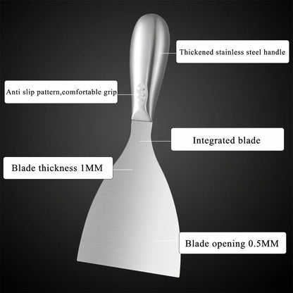 Premium Polished All-Stainless Steel Scraper Tool for Drywall Finishing,Professional Grade Putty Blade for Scraping Paint