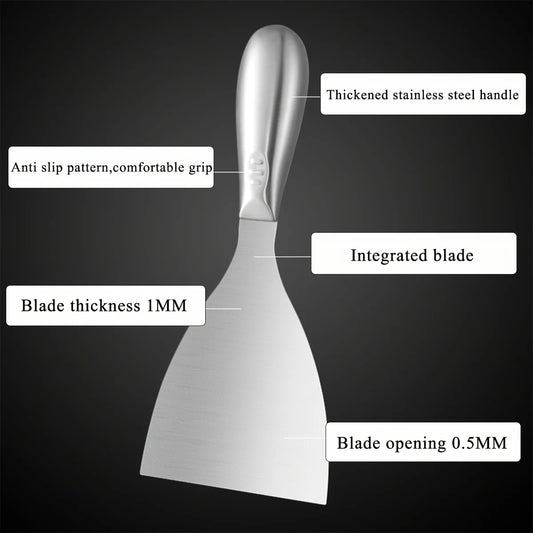 Premium Polished All-Stainless Steel Scraper Tool for Drywall Finishing,Professional Grade Putty Blade for Scraping Paint