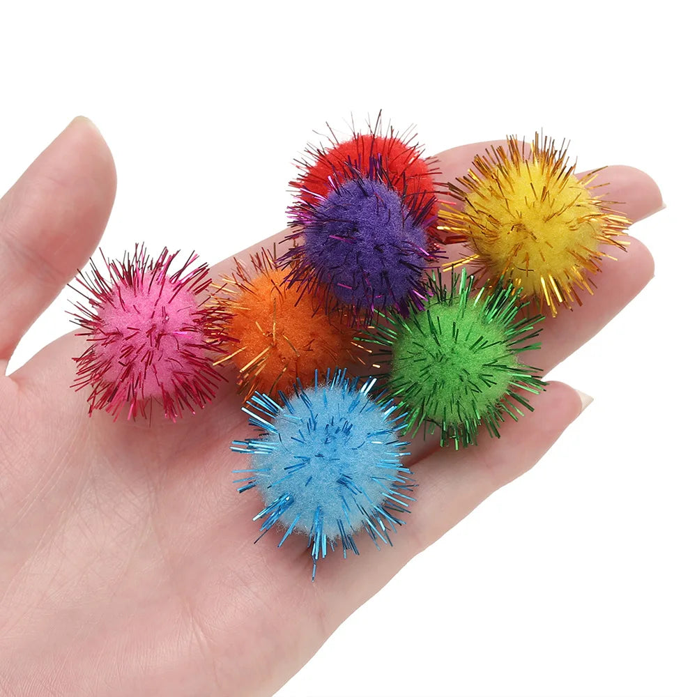 100-Pack Assorted Color Pom Poms, 1-3cm Fluffy Craft Pom Poms for DIY Home Decor and Sewing
