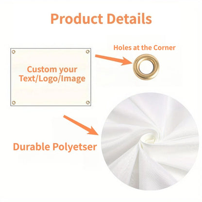 1pc Custom Banner with Your Designed Pattern or Text, Personalized Image or Text Canvas Background, with 4 Grommets, Polyeste