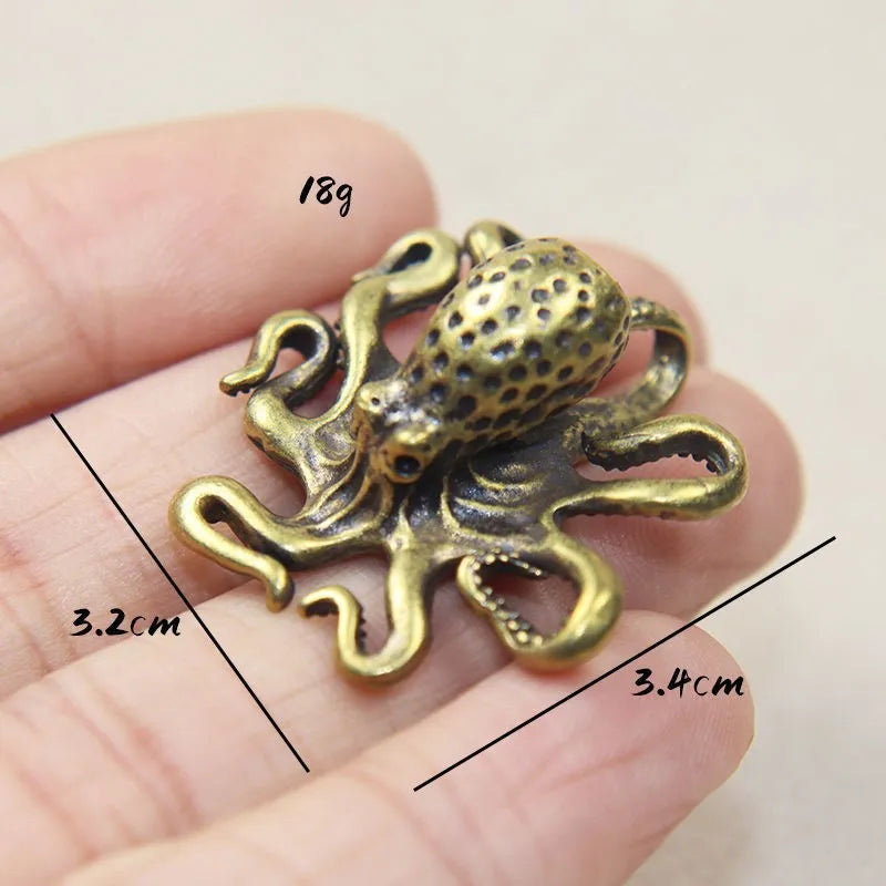 Brass Retro Octopus Cuttlefish Creative Marine Organism Office Desktop Ornament Accessories Small Tea Pet Souvenir Gifts - B