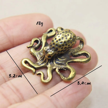 Brass Retro Octopus Cuttlefish Creative Marine Organism Office Desktop Ornament Accessories Small Tea Pet Souvenir Gifts - B