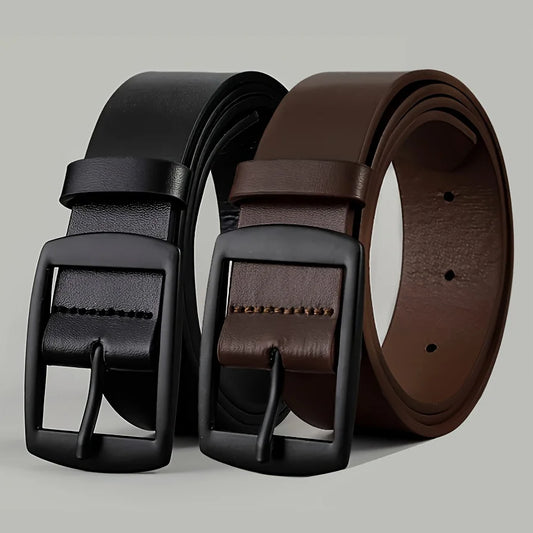 New Luxury Belt for Men PU Leather Belt Metal Pin Buckle Famous Brand Designer Waist Strap Belt for Jeans Plus Size