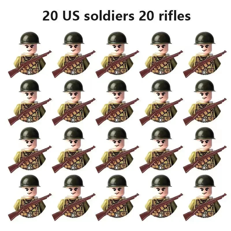 Multi-style military soldiers mini character building blocks DIY assembled building blocks children's collection toys and gif