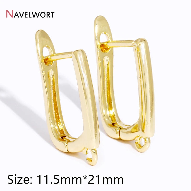 18K Gold Plated Brass Metal Earwires Basic Fasteners,Earring Fixtures,Inlaid Zircon Earring Hooks,Earring Making Supplies - 1