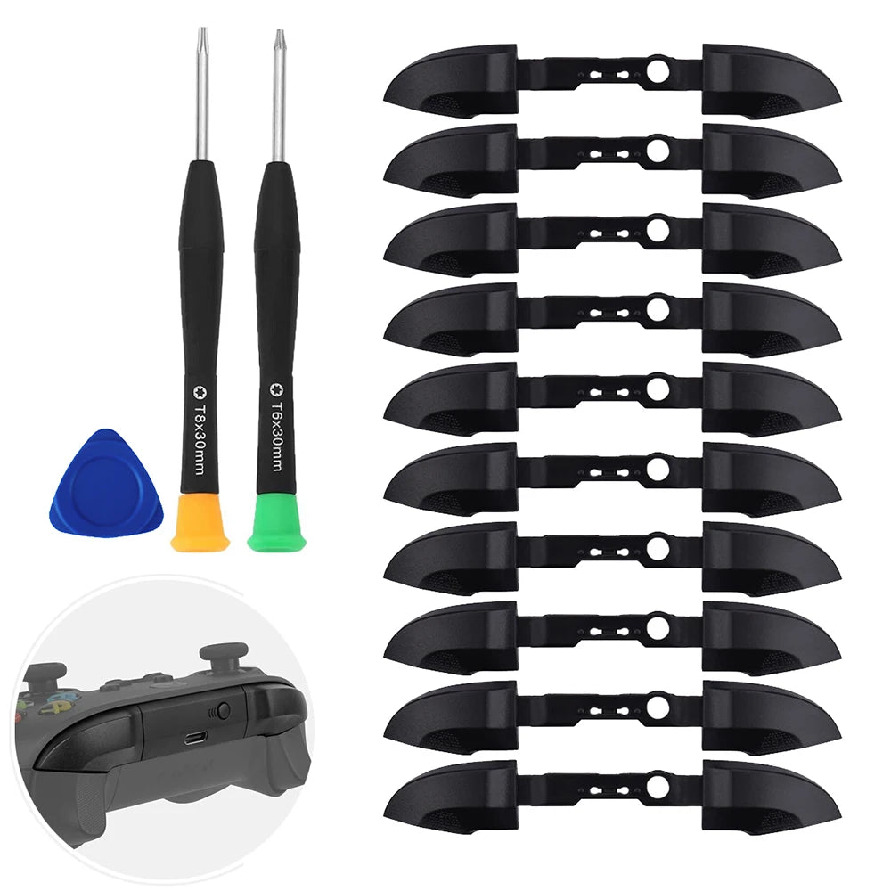 10 Pcs Bumpers Replacement LB RB Button for Xbox Series X/S Controllers Black Shoulder Trigger Buttons Top Middle Bracket Rep