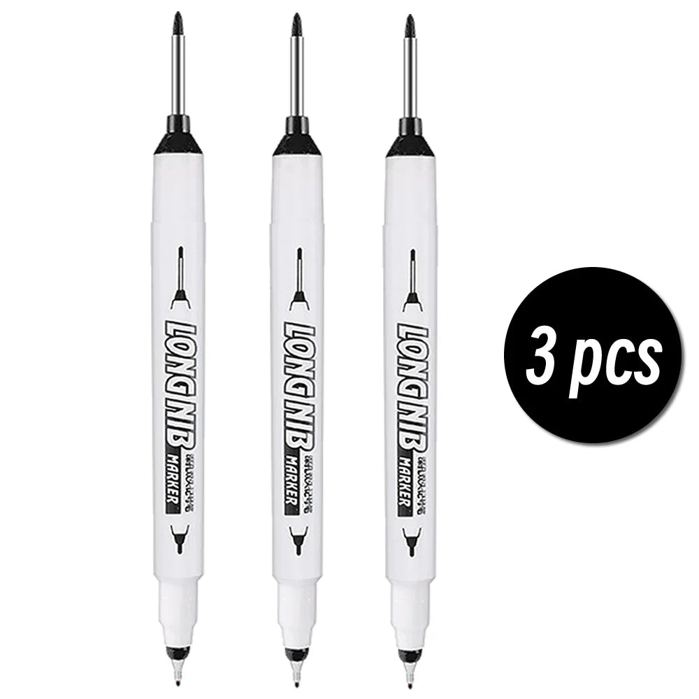 20mm Double-Tip Deep Hole Long Head Nib Markers For Metal Pen Waterproof Bathroom Woodworking Decoration Multi-Purpose - 3 pc