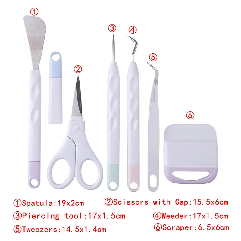 6pcs/set Craft Vinyl Weeding Tools Set Scrapbook DIY Silhouette Relief Carving Tool Kit For Cricut Maker Silhouettes Hand Too
